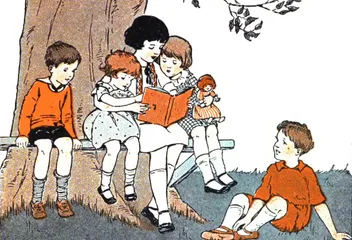 1927 年插畫:孩子們在樹下一起讀書